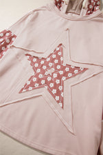 Floral Patchwork Star Pattern Drawstring Hoodie