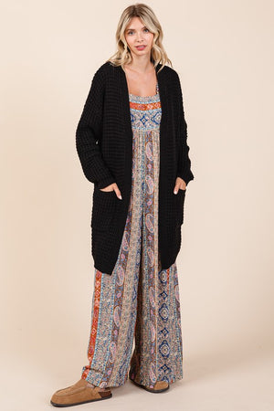 Mittoshop Open Front Long Sleeve Longline Cardigan