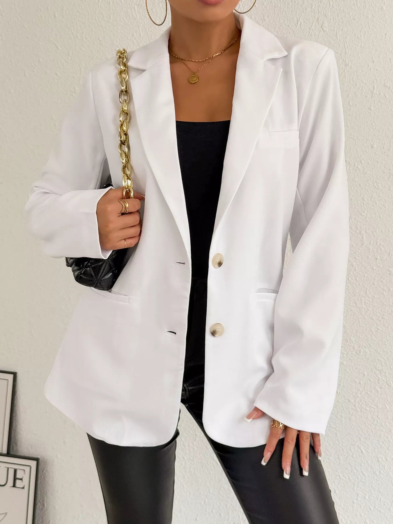 Lapel Collar Long Sleeve Blazer