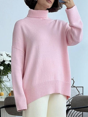 Turtleneck Drop Shoulder Long Sleeve Sweater