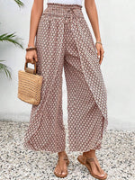 Tied Printed Wide Leg Pants