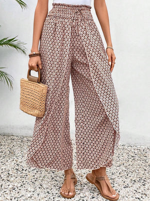 Tied Printed Wide Leg Pants