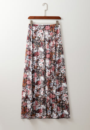 Floral Elastic Waist Maxi Skirt