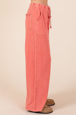 Mittoshop Mineral Wash French Terry Drawstring Wide Leg Pants