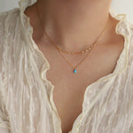 Stainless Steel Opal Pendant Necklace