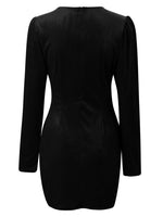 Ruched Surplice Long Sleeve Mini Dress