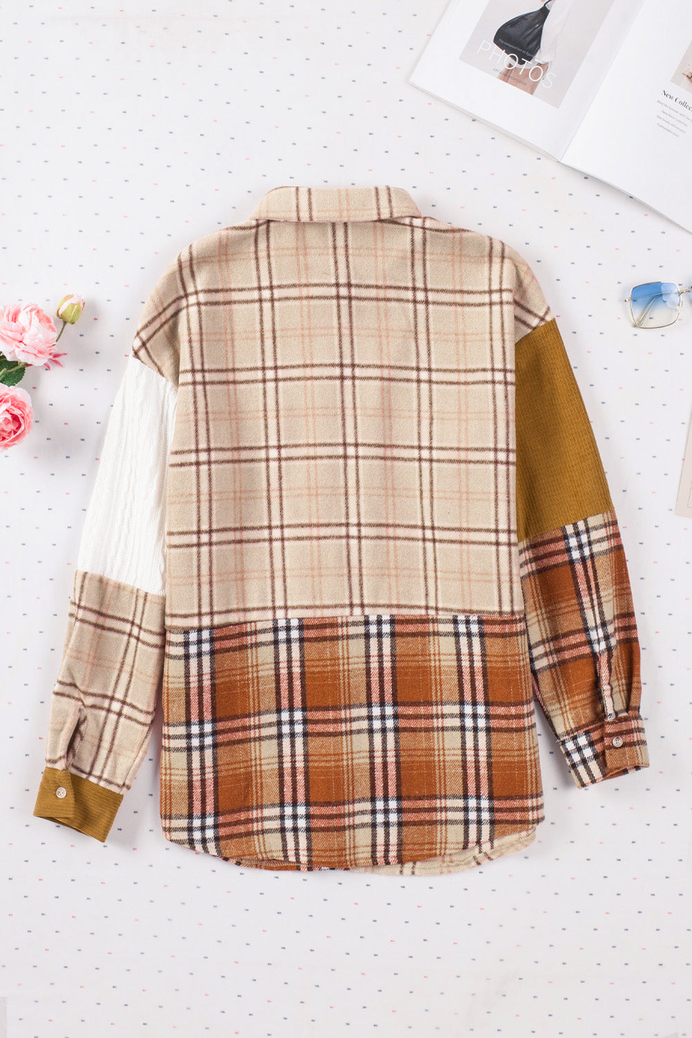 Plaid Button Up Long Sleeve Shacket