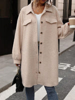 Button Up Drop Shoulder Sherpa Coat