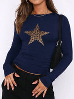 Devine Star Round Neck Long Sleeve T-Shirt