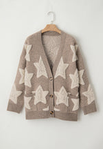 Sherpa Star V-Neck Cardigan with Pockets