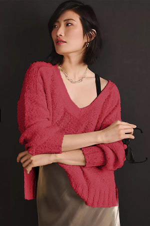 V-Neck Dropped Shoulder Sweater