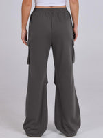 Elastic Waist Wide Leg Pants with Pockets