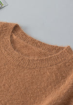 Fuzzy Round Neck Half Sleeve Sweater