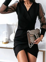 Surplice Long Sleeve Mini Dress