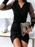 Surplice Long Sleeve Mini Dress