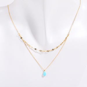 Stainless Steel Opal Pendant Necklace