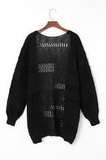 Openwork Open Front Long Sleeve Cardigan