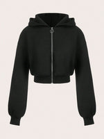 Zip Up Long Sleeve Cropped Hoodie