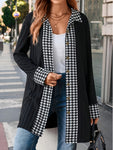 Houndstooth Button Up Long Sleeve Cardigan