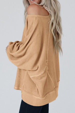 Exposed Seam Single Shoulder Long Sleeve Top