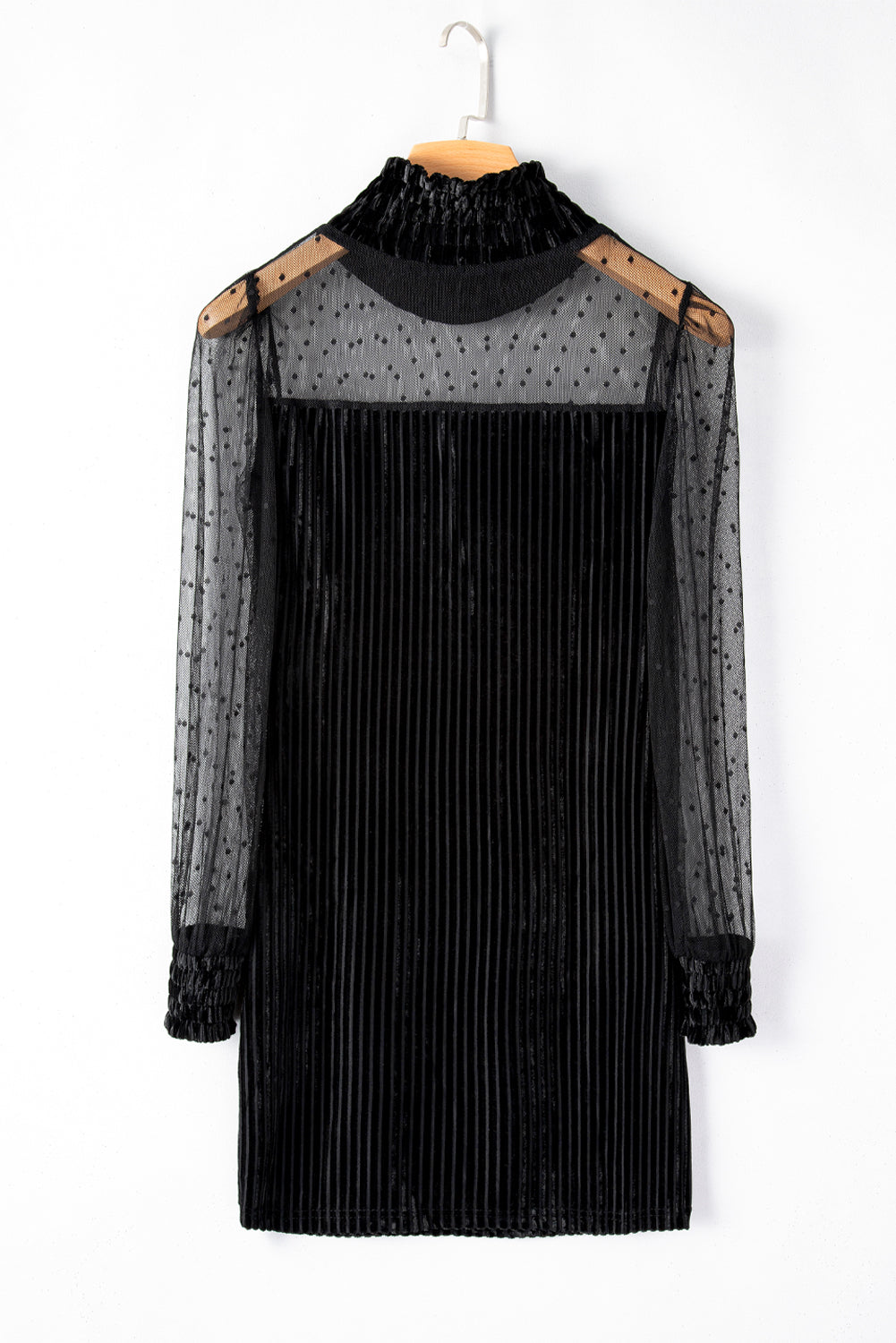 Polka Dot Mock Neck Long Sleeve Dress