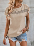 Cutout Round Neck Short Sleeve Top