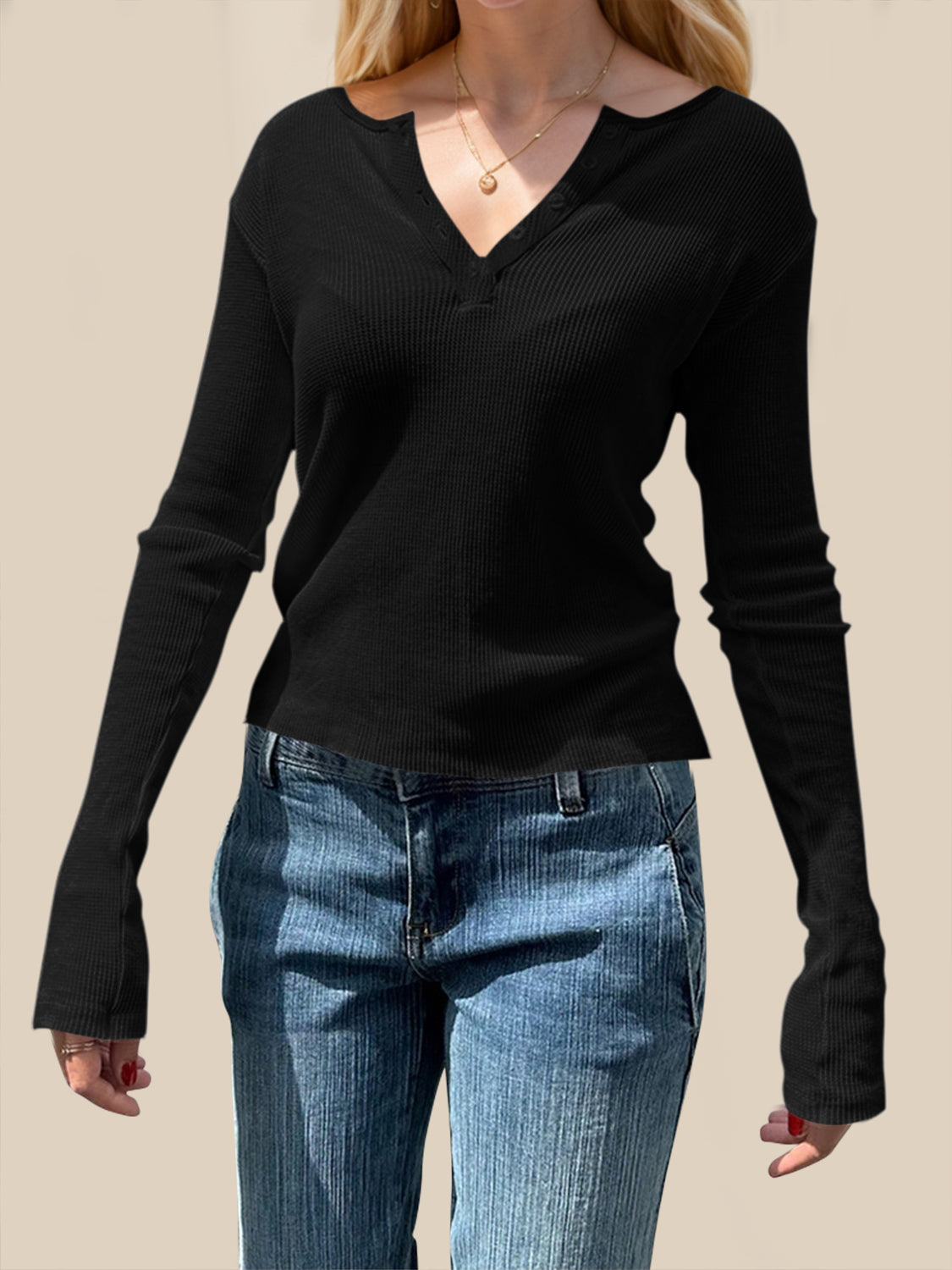 Devine Quarter Button Long Sleeve T-Shirt