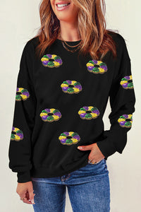 Sequin Round Neck Long Sleeve Sweatshirt