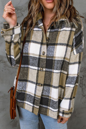 Plaid Button Up Hooded Shacket