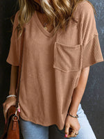 Textured V-Neck Half Sleeve T-Shirt