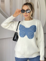 Butterfly Round Neck Long Sleeve Sweater