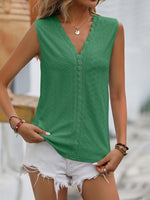 Mandy Lace Detail Eyelet V-Neck Tank