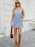 Scoop Neck Wide Strap Denim Dress