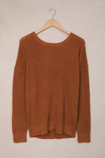 Crisscross Back Boat Neck Sweater