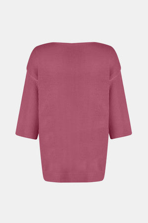 V-Neck Three-Quarter Sleeve Knit Top