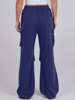 Elastic Waist Wide Leg Pants with Pockets