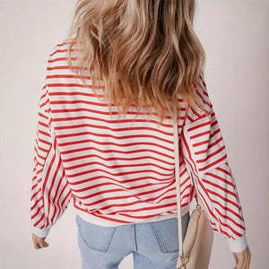 Full Size Striped Round Neck Long Sleeve Sweatshirt Plus Size