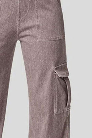 High Waist Straight Leg Cargo Jeans