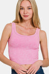 Zenana Washed Ribbed Scoop Neck Wide Strap Tank