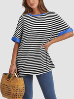 Contrast Striped Round Neck Half Sleeve T-Shirt