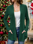 Pocketed Open Front Long Sleeve Cardigan