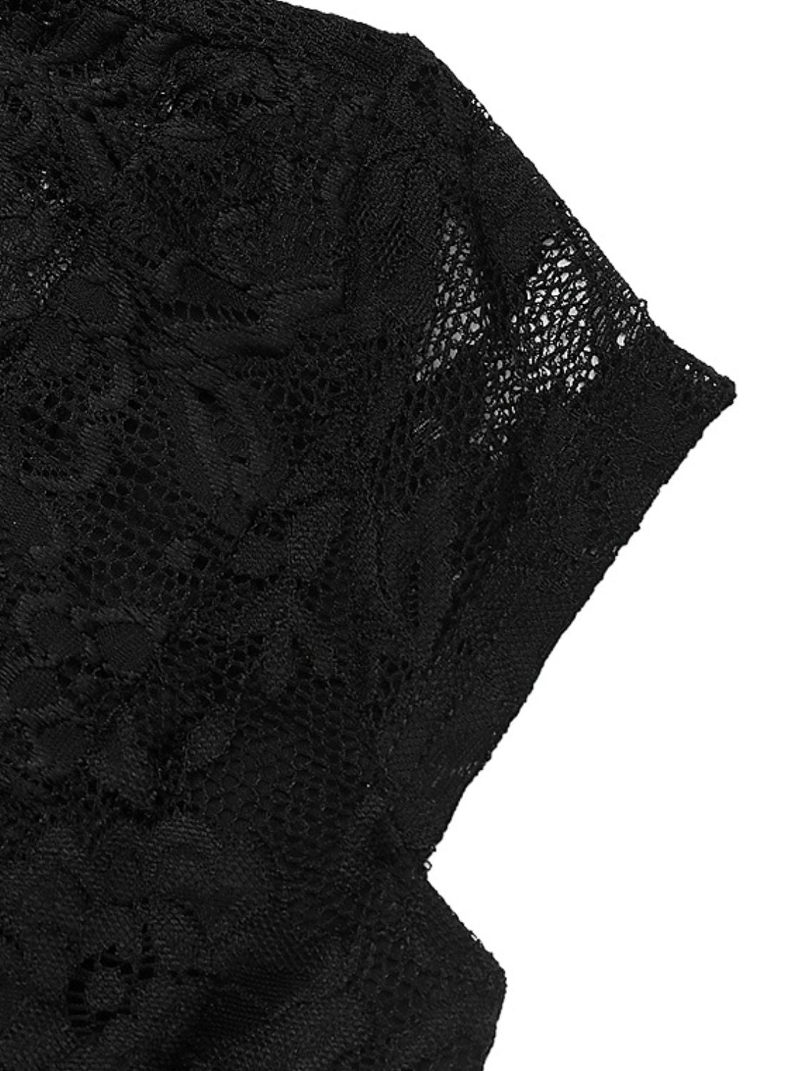 Perfee Lace V-Neck Cap Sleeve Bodysuit