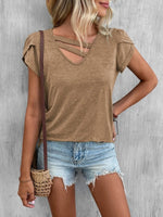 Asymmetrical Petal Sleeve T-Shirt