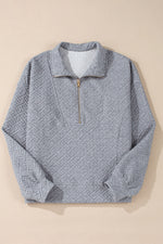 Texture Half Zip Long Sleeve Sweatshirt