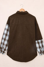 Plaid Button Up Drop Shoulder Shacket