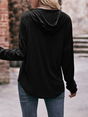 Mandy Drawstring Drop Shoulder Long Sleeve Hoodie