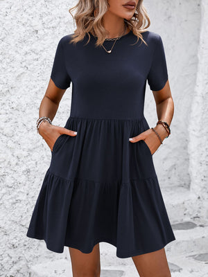 Mandy Round Neck Short Sleeve Mini Dress