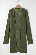 Openwork Open Front Long Sleeve Cardigan