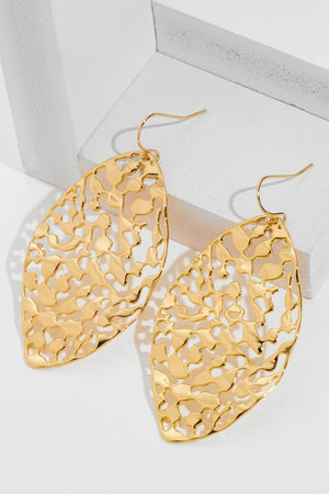 Brass Cutout Leaf Shape Earrings