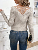 Lace Detail V-Neck Long Sleeve T-Shirt